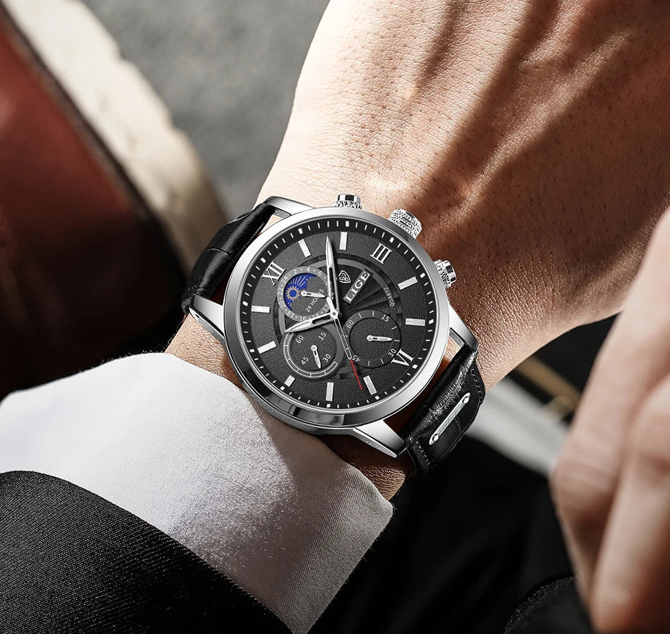 LIGE men's watch, a high-quality luxury brand, casual, sporty.