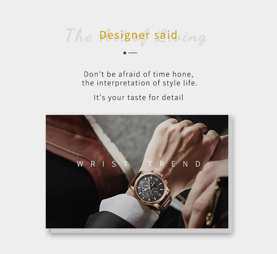 LIGE men's watch, a high-quality luxury brand, casual, sporty.