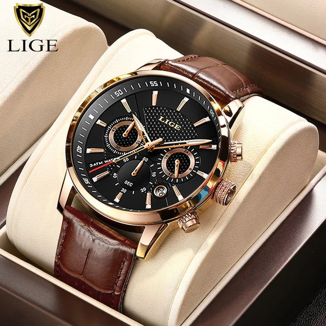 LIGE men's watch, a high-quality luxury brand, casual, sporty.