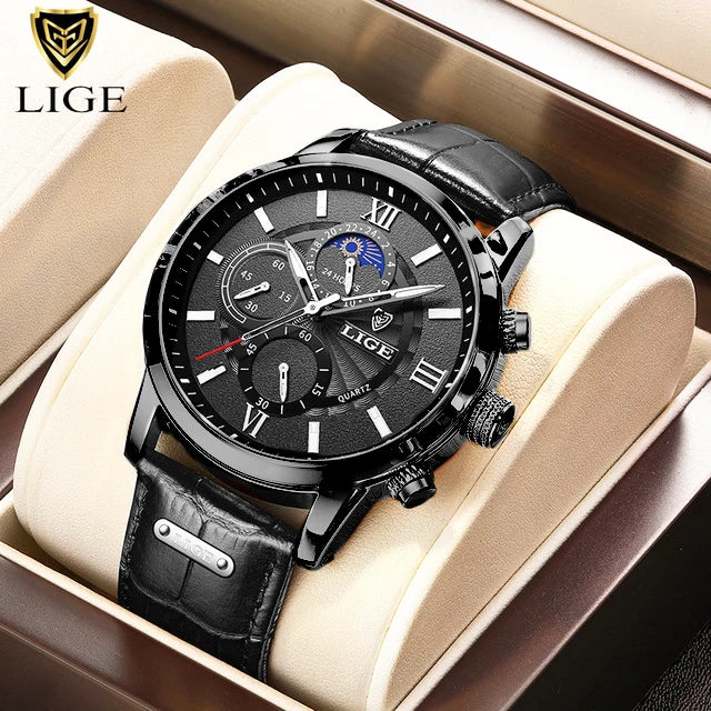 LIGE men's watch, a high-quality luxury brand, casual, sporty.