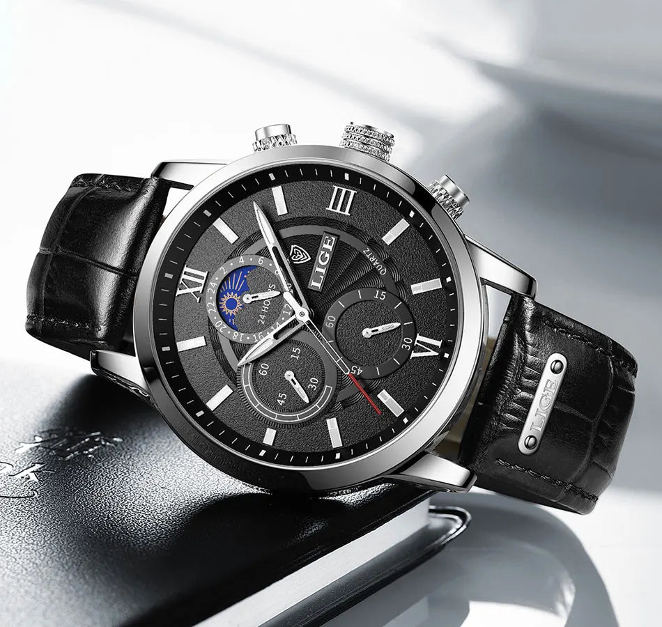 LIGE men's watch, a high-quality luxury brand, casual, sporty.