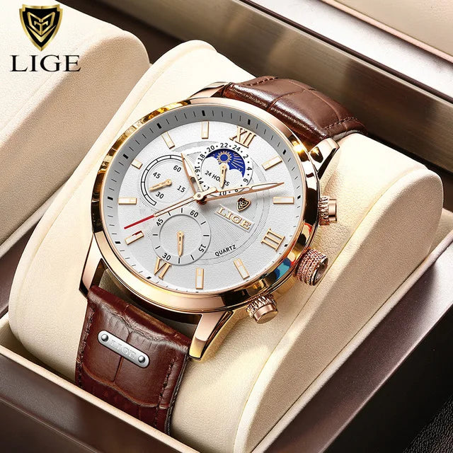 LIGE men's watch, a high-quality luxury brand, casual, sporty.