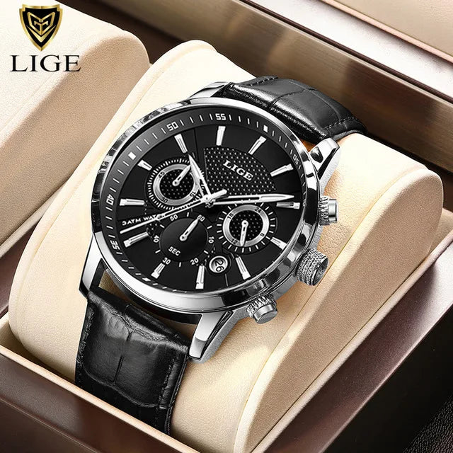 LIGE men's watch, a high-quality luxury brand, casual, sporty.