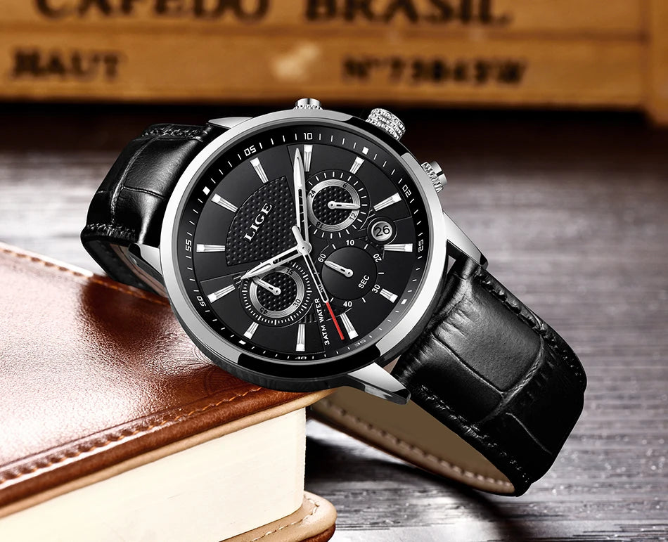 LIGE men's watch, a high-quality luxury brand, casual, sporty.