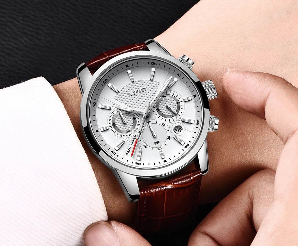 LIGE men's watch, a high-quality luxury brand, casual, sporty.