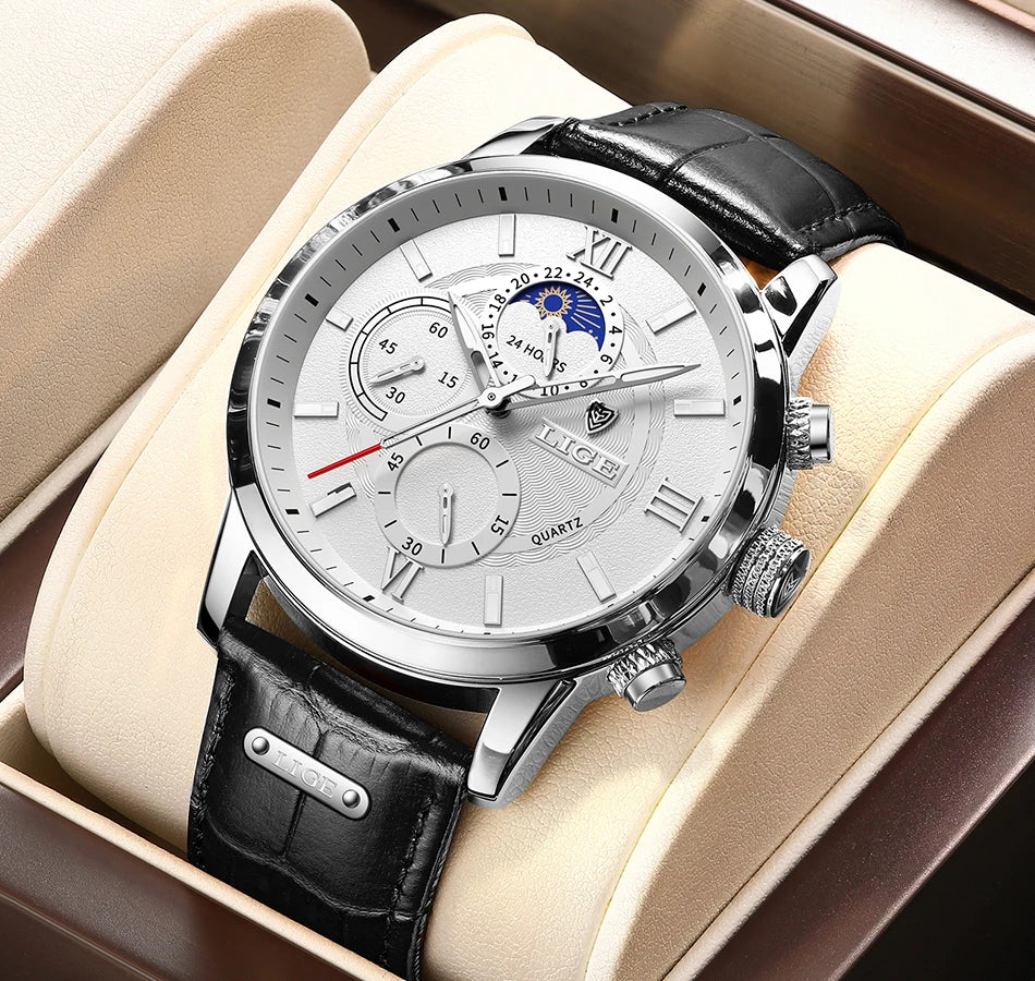 LIGE men's watch, a high-quality luxury brand, casual, sporty.