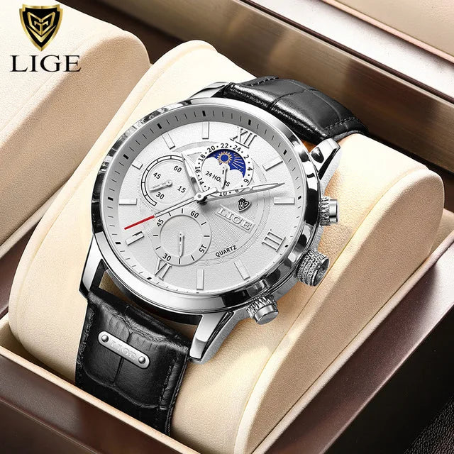 LIGE men's watch, a high-quality luxury brand, casual, sporty.