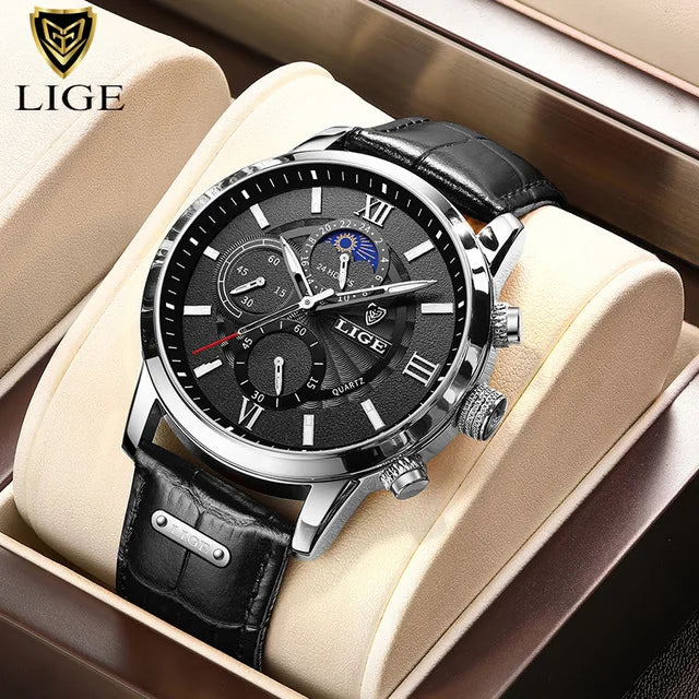 LIGE men's watch, a high-quality luxury brand, casual, sporty.