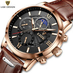 LIGE men's watch, a high-quality luxury brand, casual, sporty.