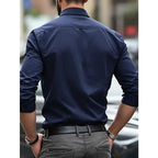 Men's long-sleeved shirt, high-quality stretch fabric.