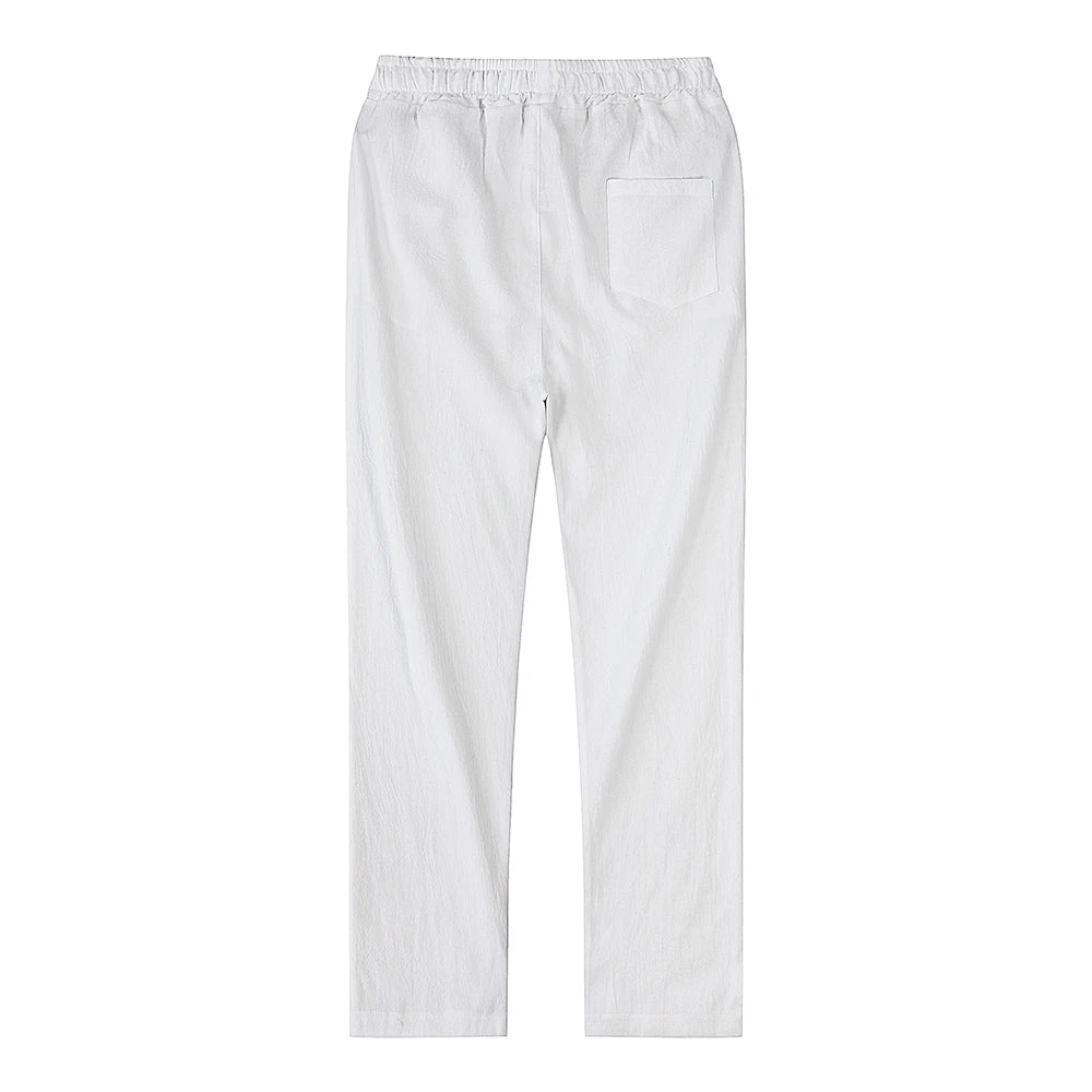 Men's linen and cotton trousers, breathable, ideal for fitness and streetwear.
