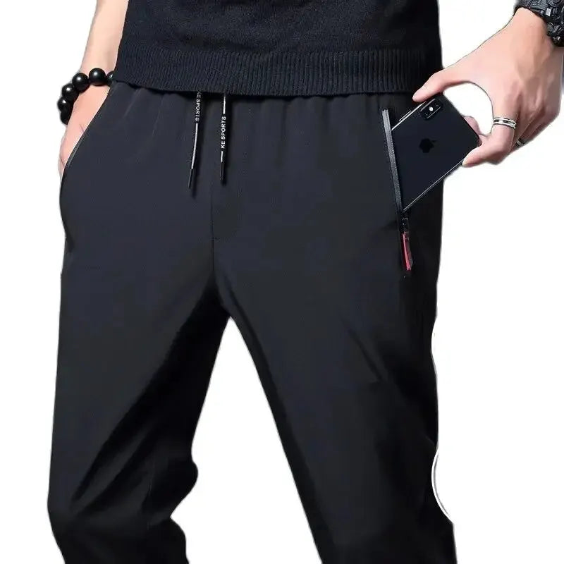 Men's casual trousers with elastic waistband.