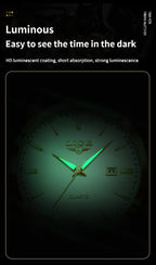 LIGE Fashion men's watch in brown leather, casual and waterproof.