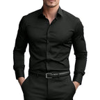 Men's long-sleeved shirt, high-quality stretch fabric.