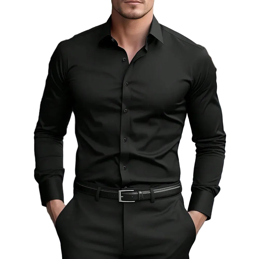 Men's long-sleeved shirt, high-quality stretch fabric.
