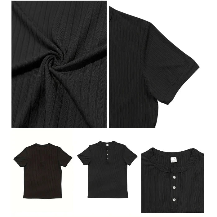 Comfortable men's striped knit t-shirt, perfect for leisure time.