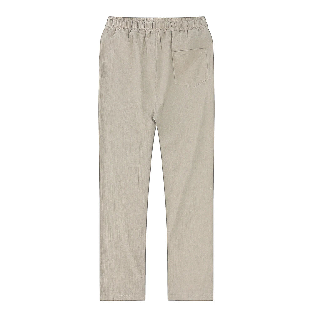 Men's linen and cotton trousers, breathable, ideal for fitness and streetwear.