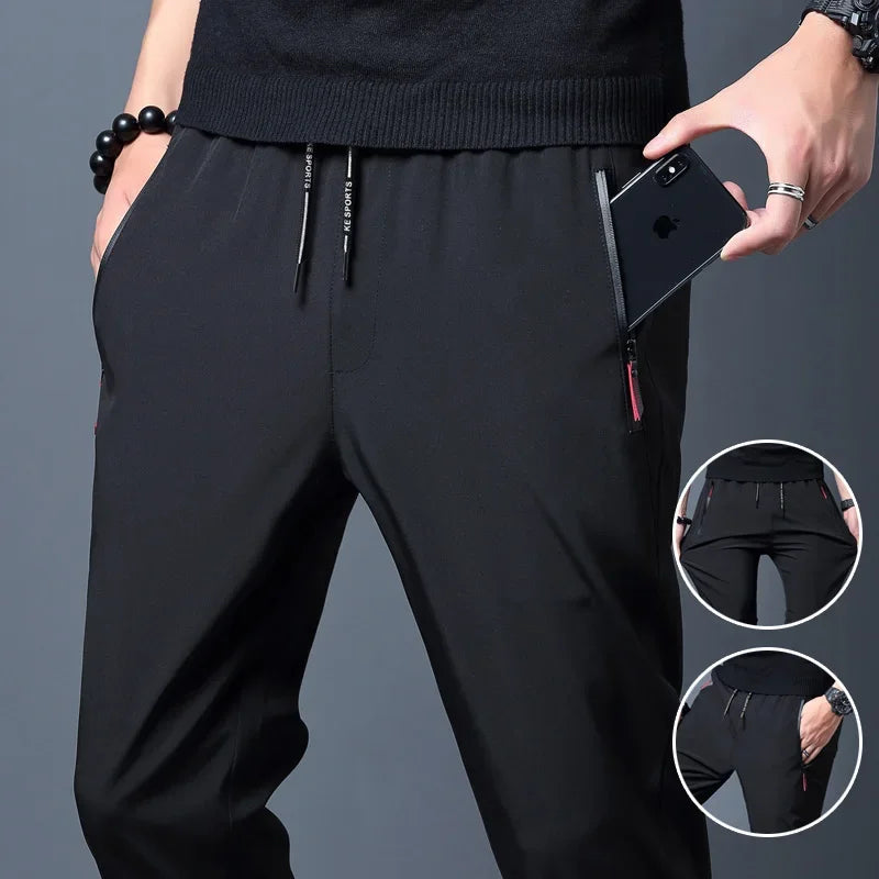 Men's casual trousers with elastic waistband.