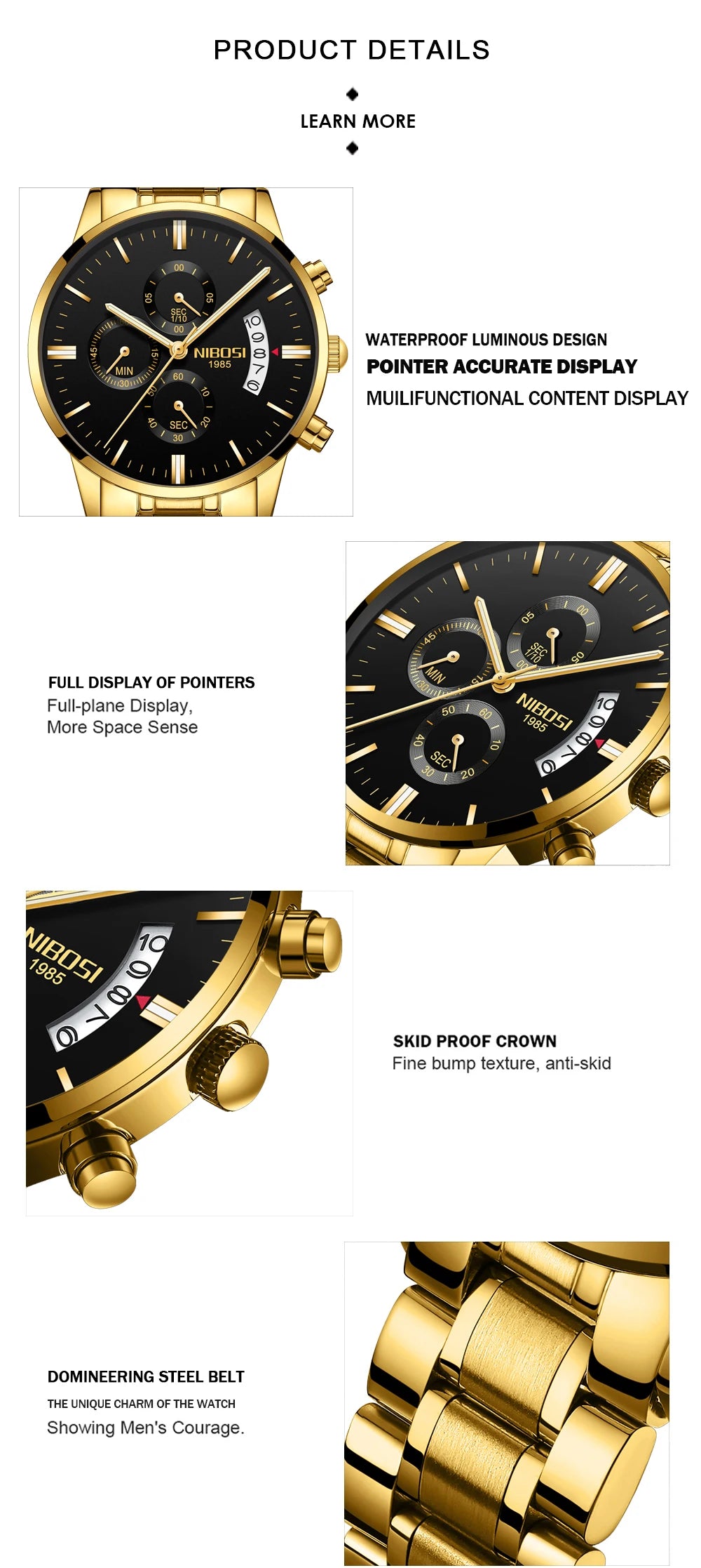 NIBOSI men's watches, a luxury brand, casual watches for men.