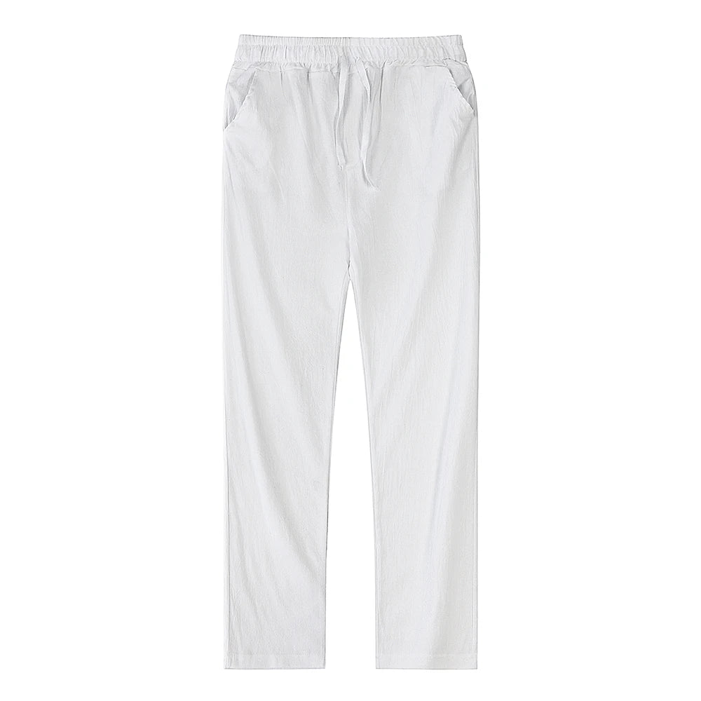 Men's linen and cotton trousers, breathable, ideal for fitness and streetwear.