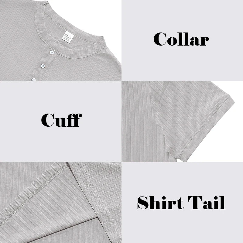 Comfortable men's striped knit t-shirt, perfect for leisure time.