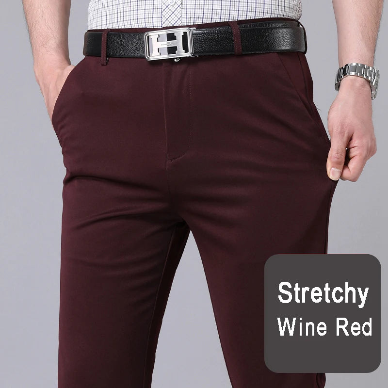 Men's black casual trousers, suitable for the office.