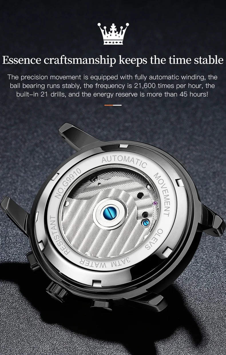 High-quality classic men's OLEVS Tourbillon watch.