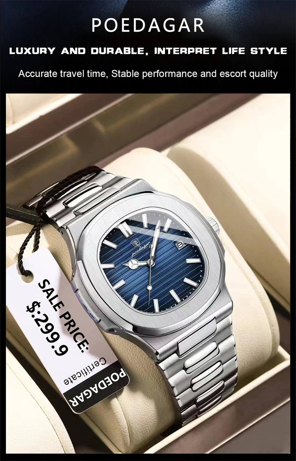 POEDAGAR luxury men's watch.