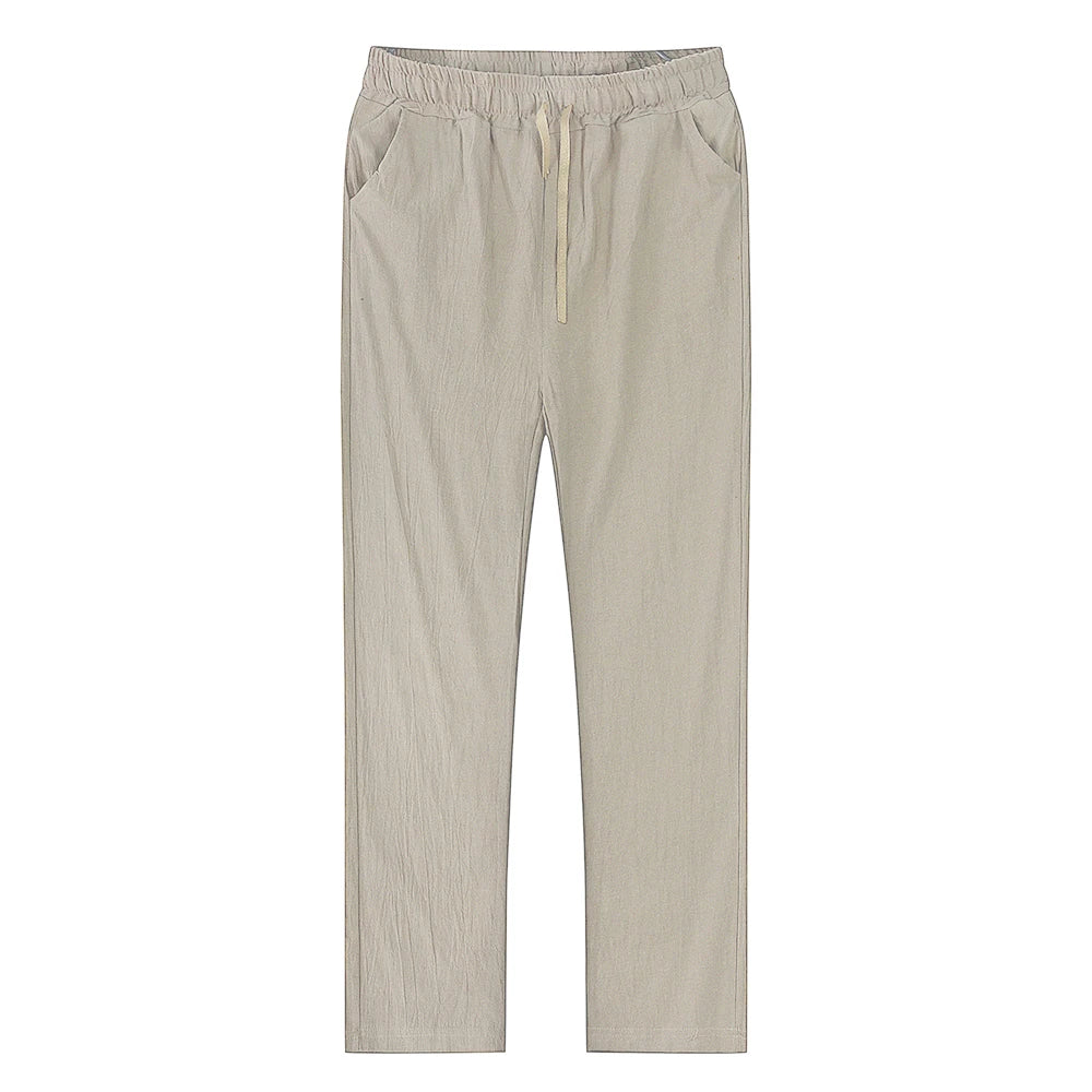 Men's linen and cotton trousers, breathable, ideal for fitness and streetwear.