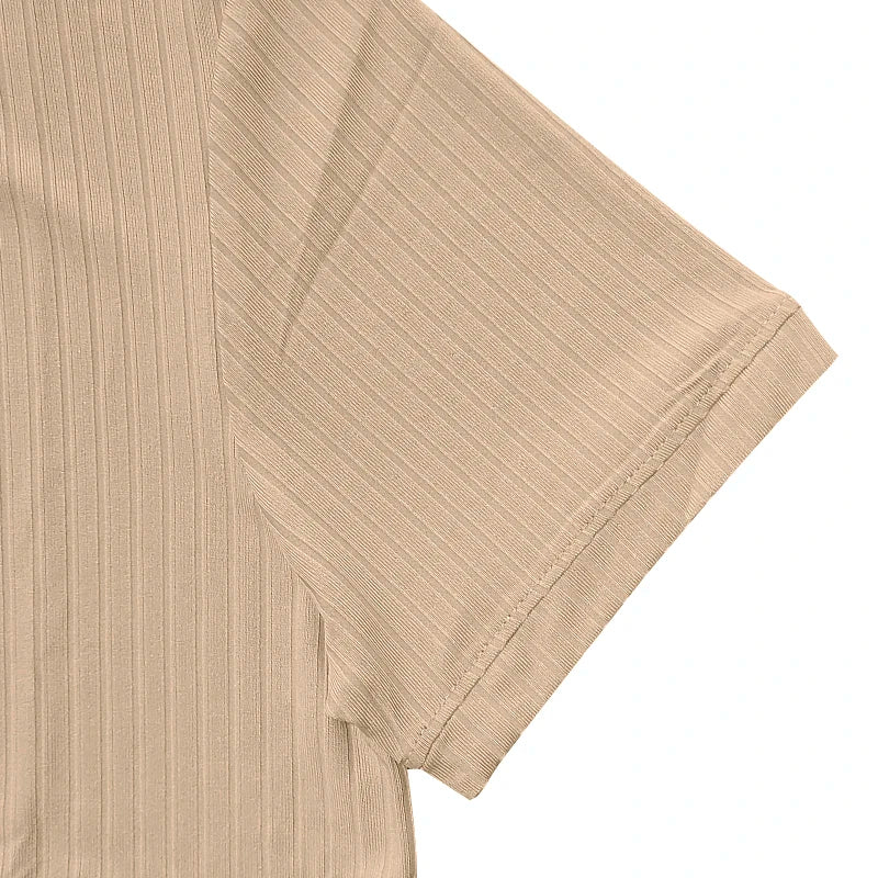 Comfortable men's striped knit t-shirt, perfect for leisure time.