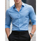 Men's long-sleeved shirt, high-quality stretch fabric.