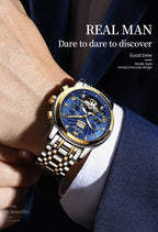 High-quality classic men's OLEVS Tourbillon watch.