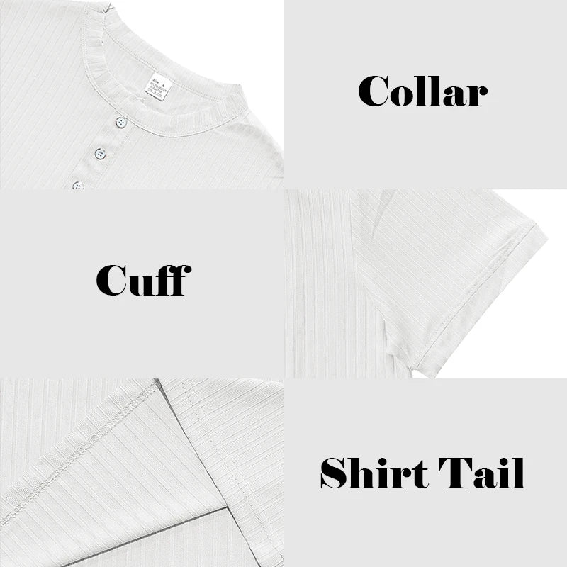 Comfortable men's striped knit t-shirt, perfect for leisure time.