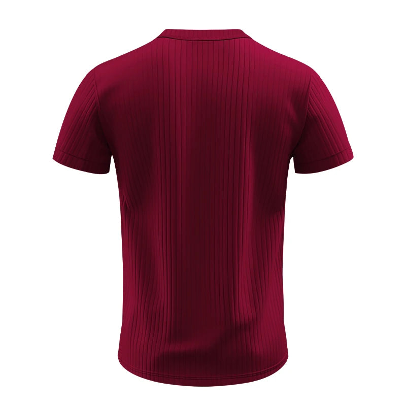 Comfortable men's striped knit t-shirt, perfect for leisure time.