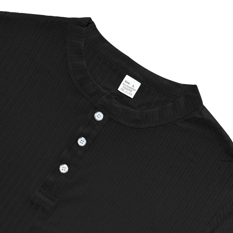 Comfortable men's striped knit t-shirt, perfect for leisure time.