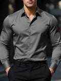 Men's long-sleeved shirt, high-quality stretch fabric.