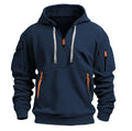 Casual hooded sweatshirt with zipper closure, lined with fleece.