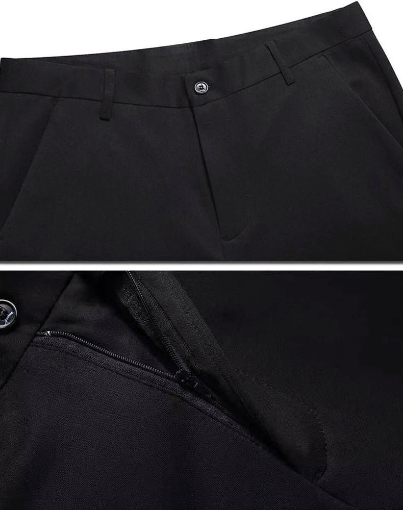 Men's black casual trousers, suitable for the office.