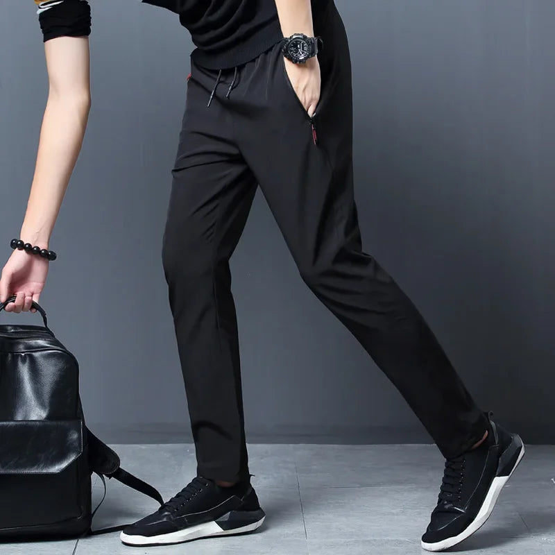 Men's casual trousers with elastic waistband.