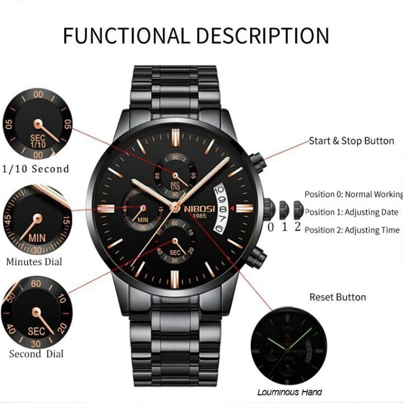 NIBOSI men's watches, a luxury brand, casual watches for men.