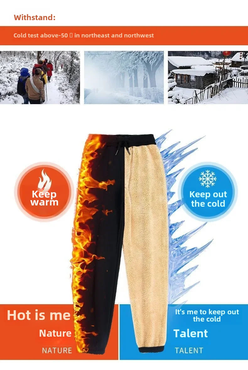 Men's casual winter trousers, lined with wool, warm and comfortable.