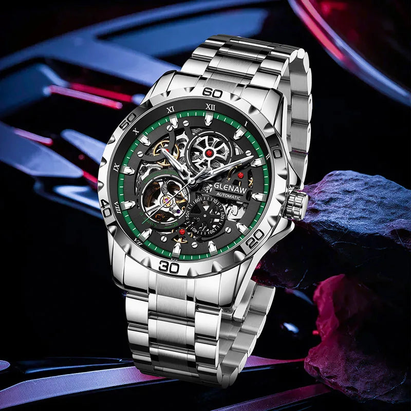 GLENAW Steampunk Skeleton Luxury Men's Watch