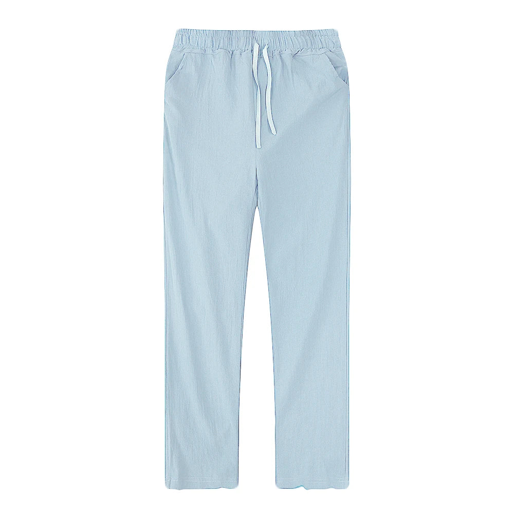 Men's linen and cotton trousers, breathable, ideal for fitness and streetwear.