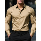Men's long-sleeved shirt, high-quality stretch fabric.