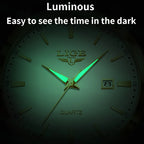 LIGE Fashion men's watch in brown leather, casual and waterproof.