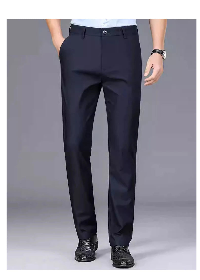 Men's black casual trousers, suitable for the office.
