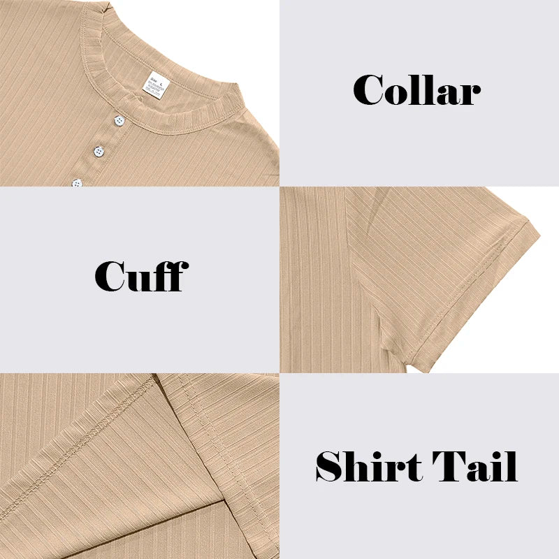 Comfortable men's striped knit t-shirt, perfect for leisure time.