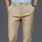 Men's black casual trousers, suitable for the office.