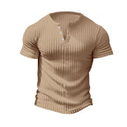 Comfortable men's striped knit t-shirt, perfect for leisure time.