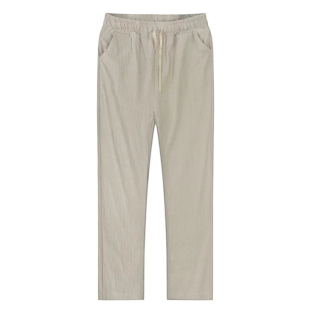 Men's linen and cotton trousers, breathable, ideal for fitness and streetwear.